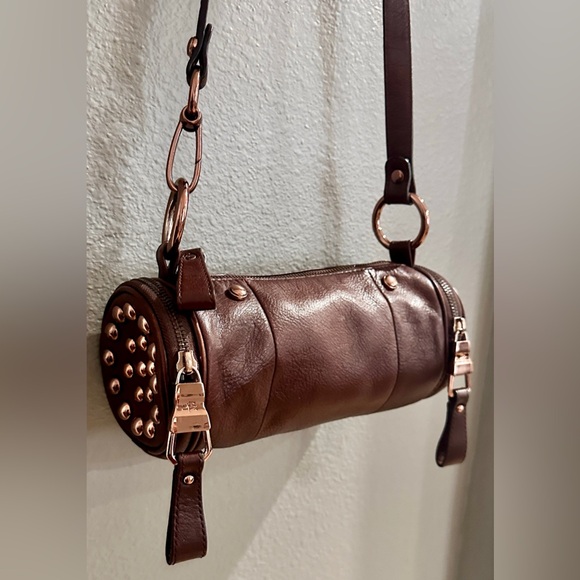 b. makowsky leather studded cylinder crossbody bag. - Picture 2 of 8